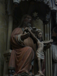 God and small adult Jesus