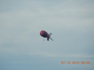 hot air balloon over Cardiff