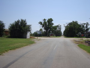 Looking down the road into Texola, Oklahoma