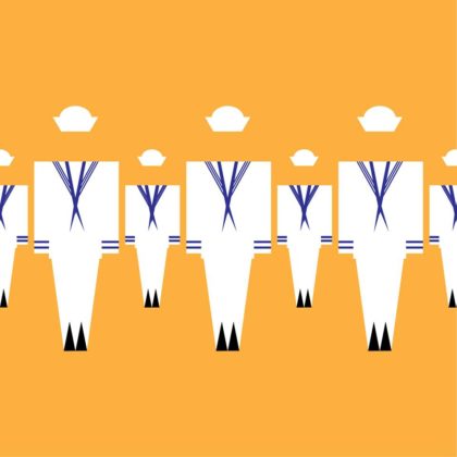 stylized drawing of sailor uniforms